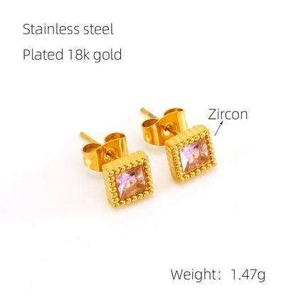 1 Pair Glam Retro Heart Shape Plating Inlay 304 Stainless Steel Rhinestones 18K Gold Plated Drop Earrings