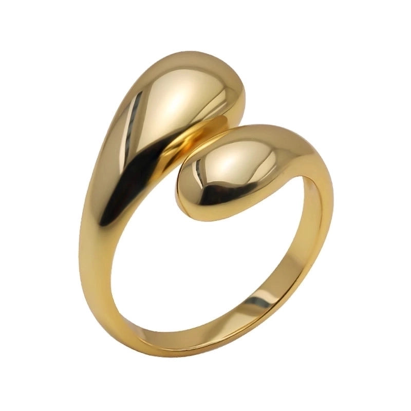 Basic Modern Style Classic Style Water Droplets 18K Gold Plated Metal Adjustable Ring Open Rings