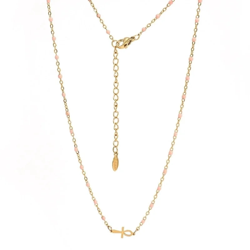 Minimalist Cross Stainless Steel Titanium Steel Enamel Necklace