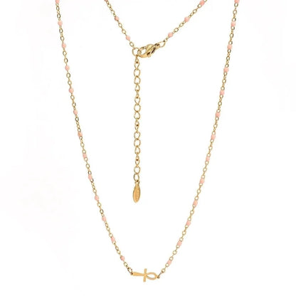 Minimalist Cross Stainless Steel Titanium Steel Enamel Necklace
