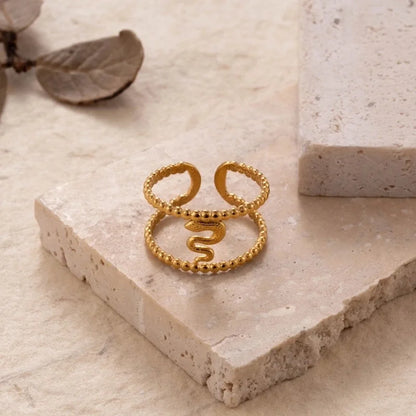 INS Style Minimalist Solid Color Snake 304 Stainless Steel Plating Hollow Out Open Ring