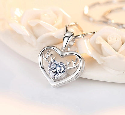 Titanium Steel Copper Plating Heart Shape Zircon Pendant Necklace