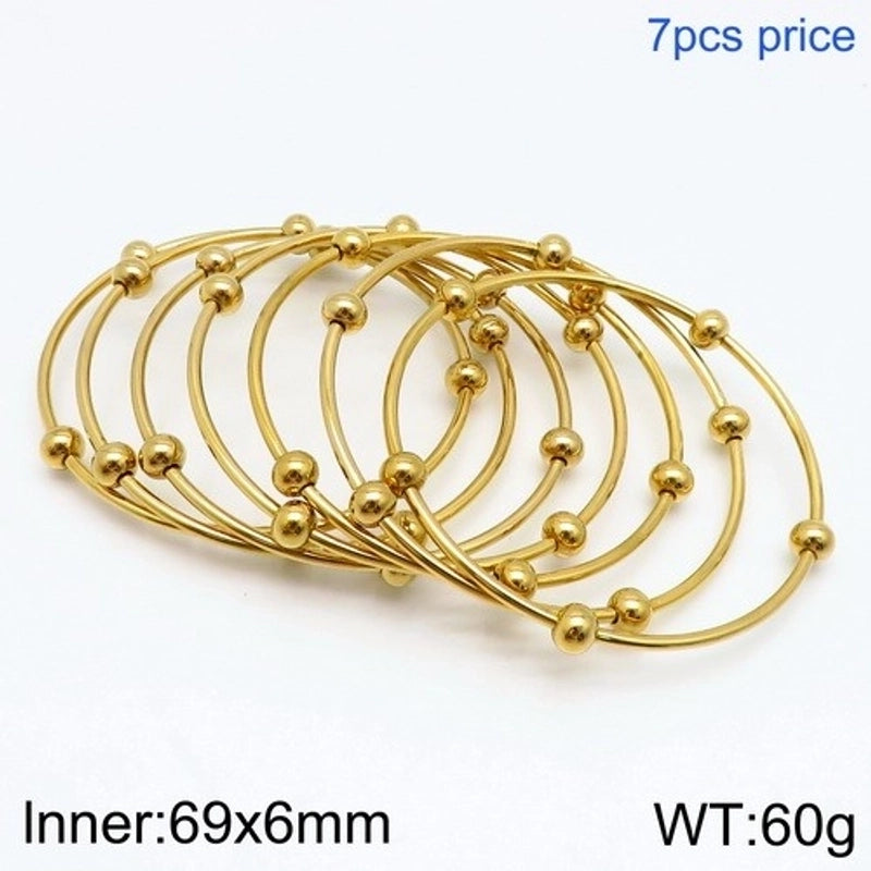 Minimalist Streetwear Solid Color Stainless Steel 18K Gold Plated Bangle In Bulk