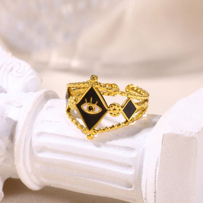 Classical Gothic Funny Devil's Eye 304 Stainless Steel Open Rings