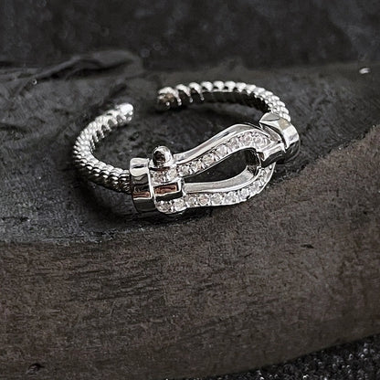 Copper Silver Plated Inlay Round Natural Stone Gem Rings