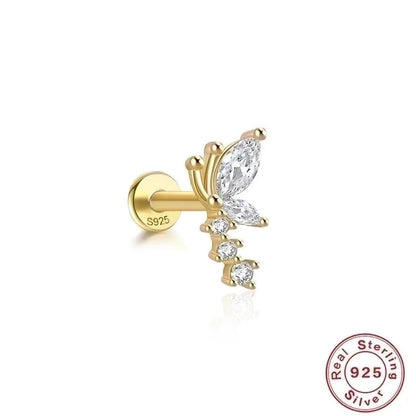 1 Piece Ear Cartilage Rings & Studs Fashion Geometric 925 Sterling Silver Plating Zircon