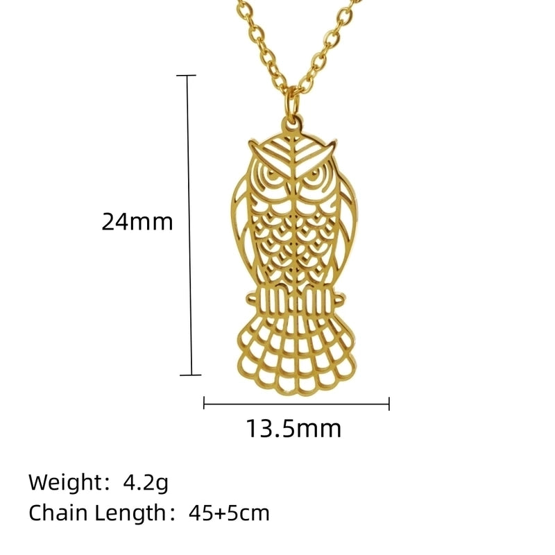 304 Stainless Steel 18K Gold Plated Minimalist Plating Hollow Out Animal Pendant Necklace
