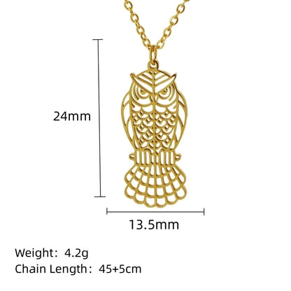 304 Stainless Steel 18K Gold Plated Minimalist Plating Hollow Out Animal Pendant Necklace