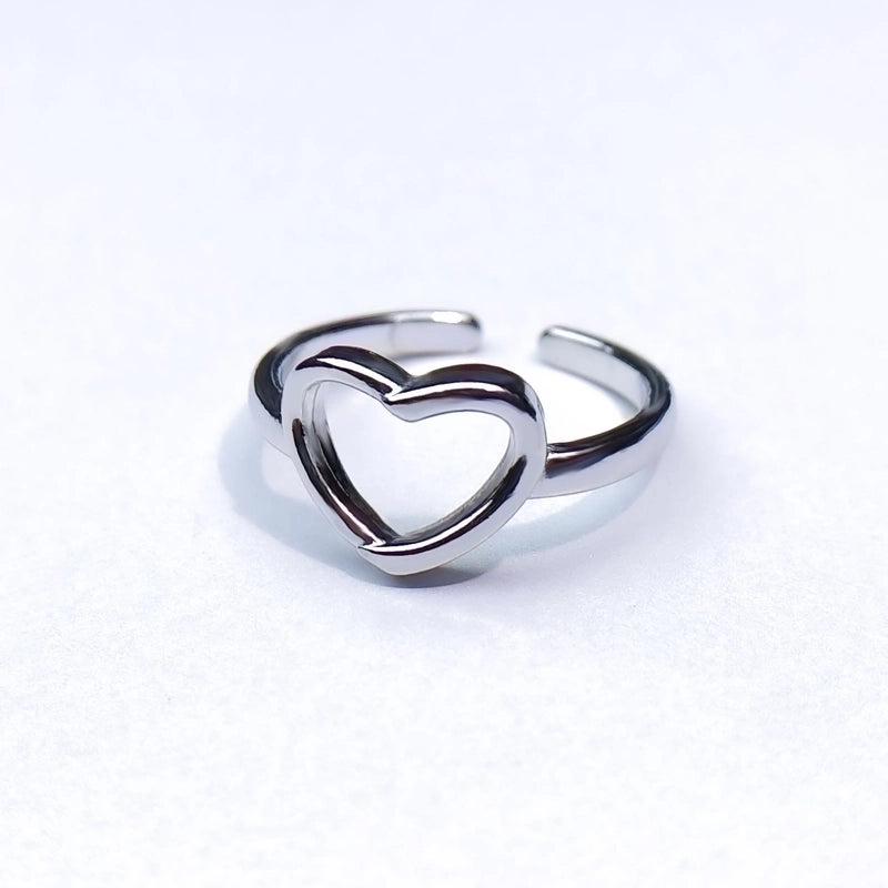 Minimalist Heart Shape Titanium Steel Open Rings