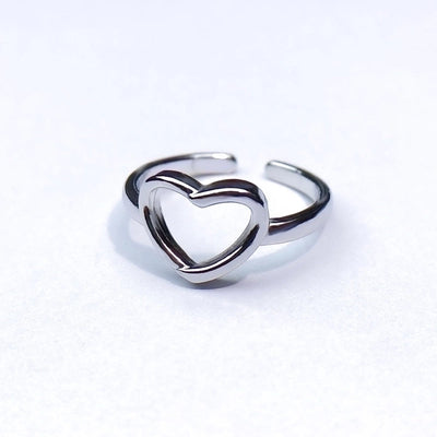 Minimalist Heart Shape Titanium Steel Open Rings