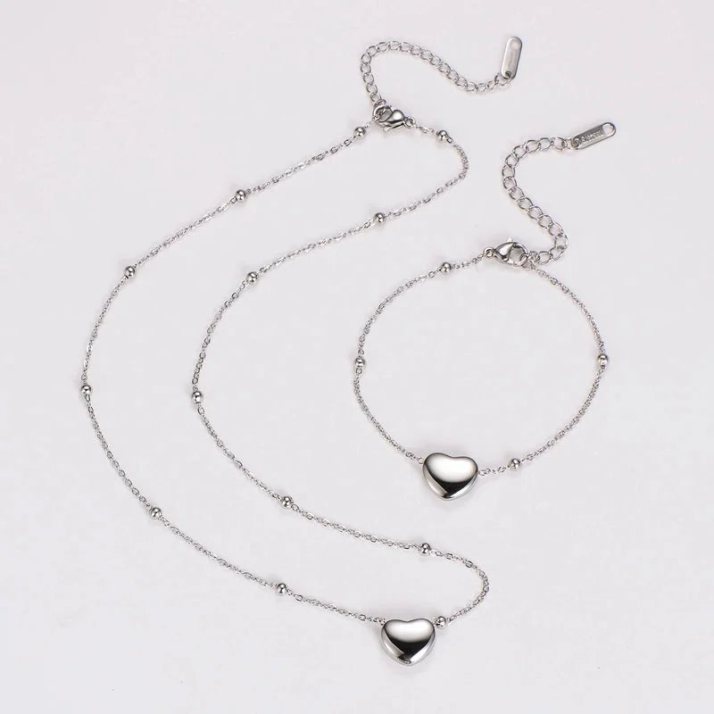 Retro Punk Commute Heart Shape 304 Stainless Steel 18K Gold Plated Rose Gold Plated Jewelry Set