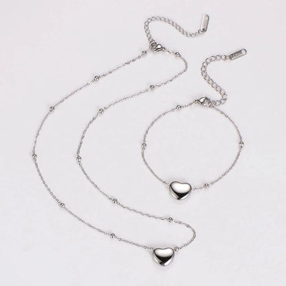 Retro Punk Commute Heart Shape 304 Stainless Steel 18K Gold Plated Rose Gold Plated Jewelry Set