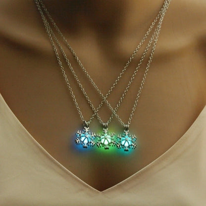Luminous Hollow Snowflake Pendant Necklace