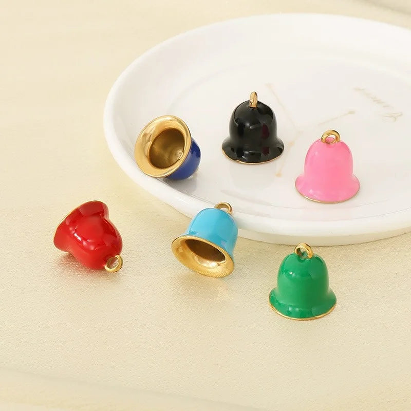 Stainless Steel Colorful Enamel Oil Drop Bell Pendant Christmas Gift Series Colorful Diy Accessories Pendant