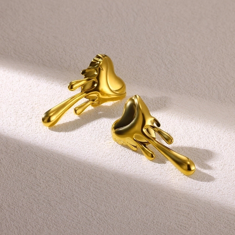 1 Pair Elegant Vintage Style Heart Shape Bow Knot 304 Stainless Steel 18K Gold Plated Ear Studs