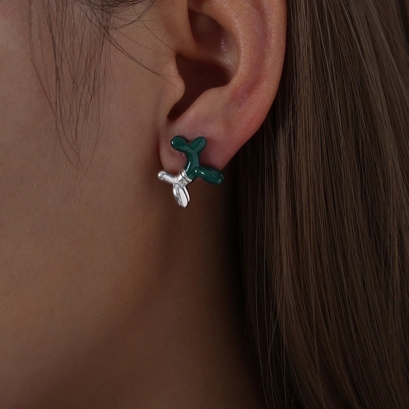 1 Pair IG Style Dog Enamel Plating Titanium Steel 18K Gold Plated Ear Studs