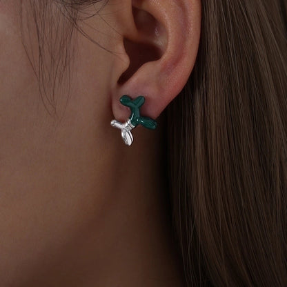 1 Pair IG Style Dog Enamel Plating Titanium Steel 18K Gold Plated Ear Studs