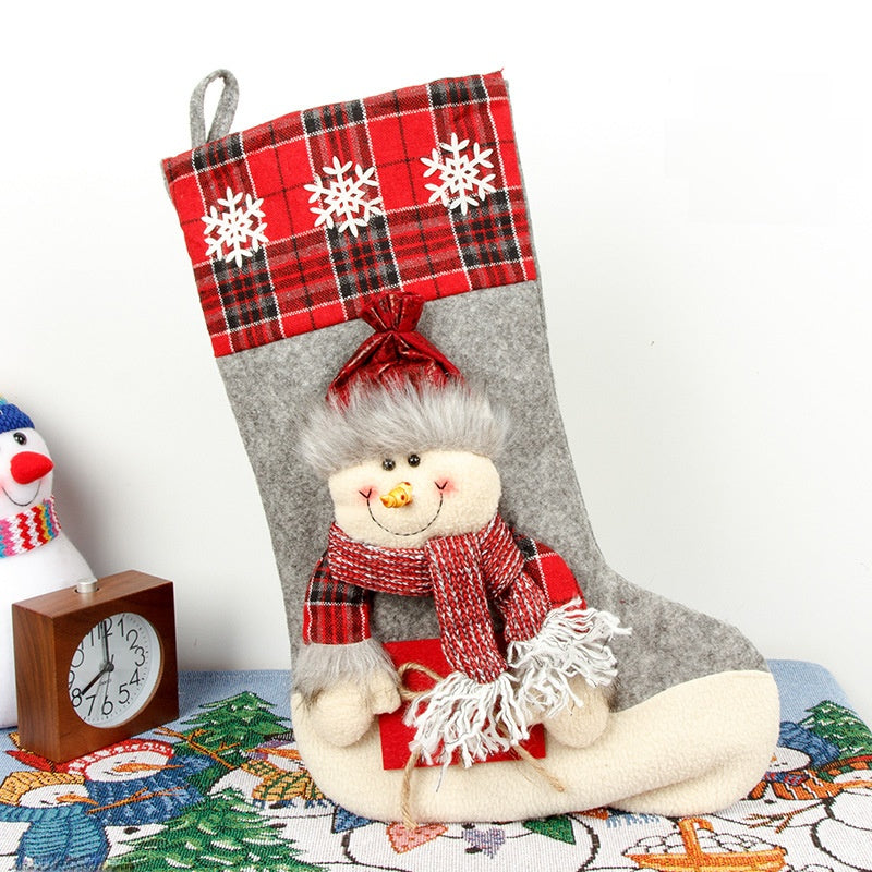 2 Pieces Merrychristmas Large Christmas Socks Santa Claus Snowman Three-dimensional Decoration Gift Bag Gift Bag