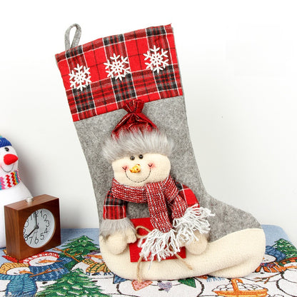 2 Pieces Merrychristmas Large Christmas Socks Santa Claus Snowman Three-dimensional Decoration Gift Bag Gift Bag