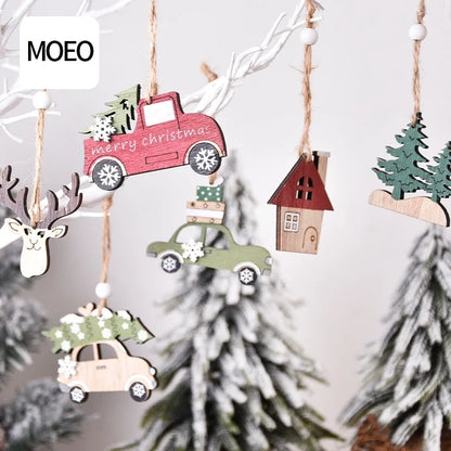 Christmas Wind Christmas Tree House Car Wood Party Festival Hanging Ornaments