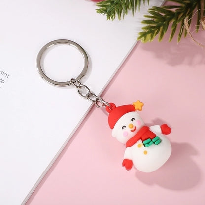 Cute Christmas Tree Santa Claus Elk PVC Metal Christmas Women's Bag Pendant Keychain