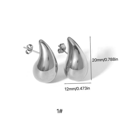 1 Pair Minimalist Classic Style Water Droplets Plating 316L Stainless Steel 18K Gold Plated Ear Studs