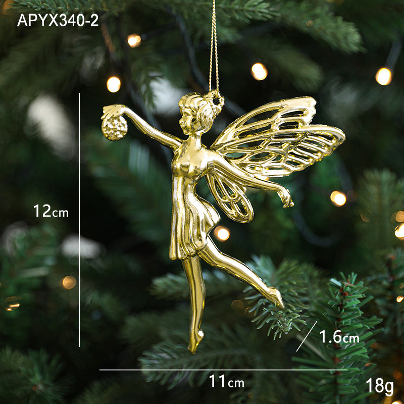 Christmas Gold Christmas Tree Ornaments Snowflake Crystal Shoes Reindeer Pendants Electroplated Accessories Pendants