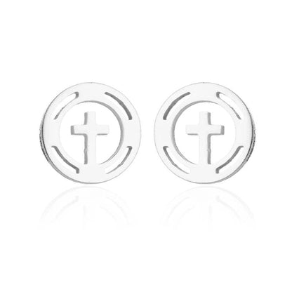 1 Pair Fashion Star Moon Tree Plating Hollow Out 304 Stainless Steel 18K Gold Plated Ear Studs