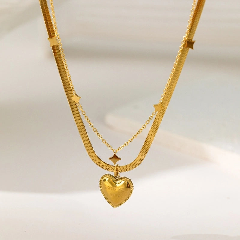 Modern Style Classic Style Devil's Eye Oval Heart Shape Titanium Steel Plating Stainless Steel Necklaces