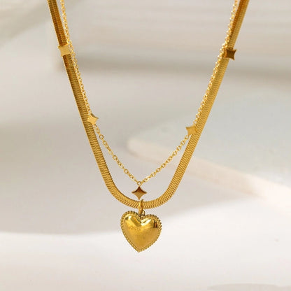 Modern Style Classic Style Devil's Eye Oval Heart Shape Titanium Steel Plating Stainless Steel Necklaces