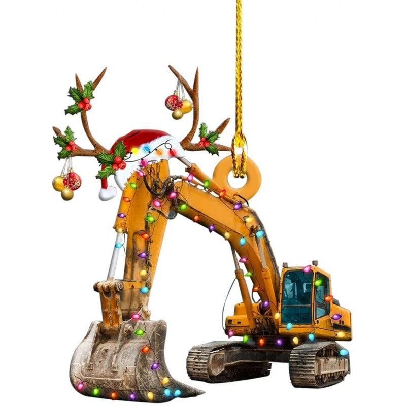 Christmas Tree Decoration Truck Steamboat Excavator Fire Truck Jeep Hanging Pendant Christmas Party Gift