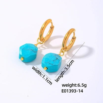 1 Pair Lady Minimalist Commute Geometric 304 Stainless Steel Natural Stone Drop Earrings