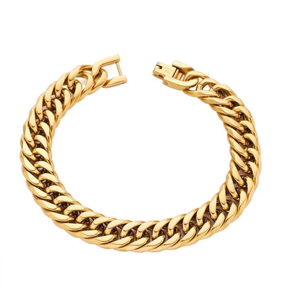 Hip-Hop Punk Geometric 304 Stainless Steel Cuban Link Chain Curb Chain Bracelets In Bulk