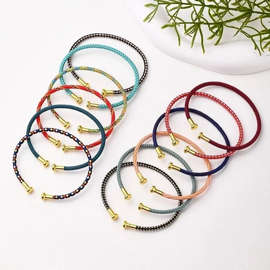Nylon Copper 18K Gold Plated Handmade Plating Multicolor Simple Solid Color Adjustable Bracelet