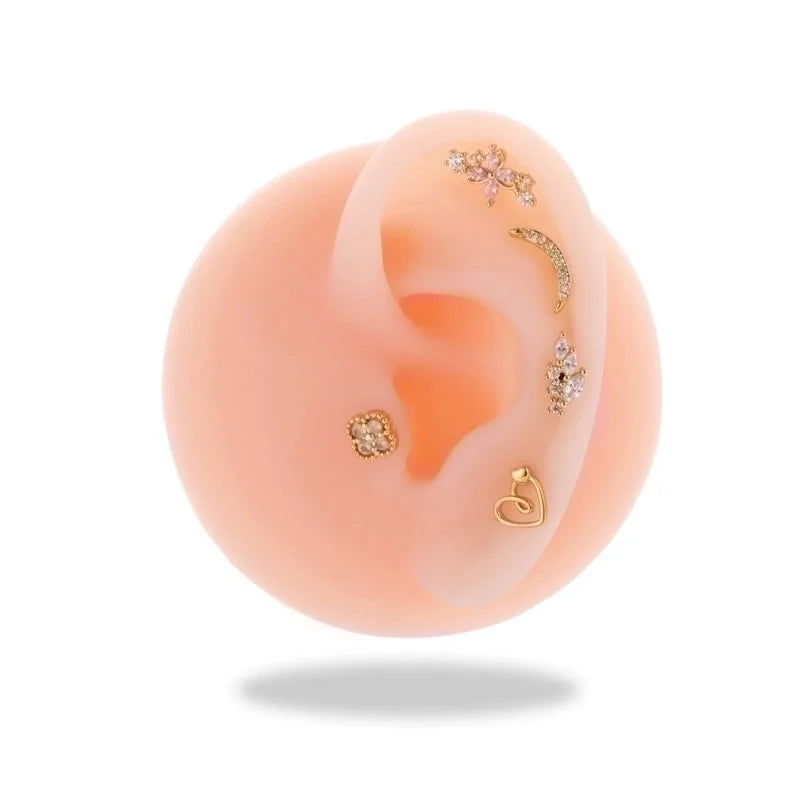 1 Piece Ear Cartilage Rings & Studs Minimalist Classic Style Pentagram Heart Shape Flower 316L Stainless Steel Copper Plating Inlay Zircon