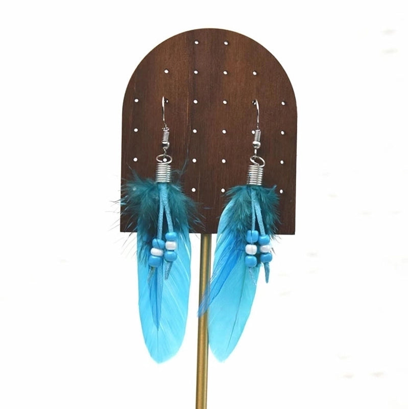 3 Pieces Explosions Long Tassel Feather Earrings Bohemian Ethnic Style Retro Earrings