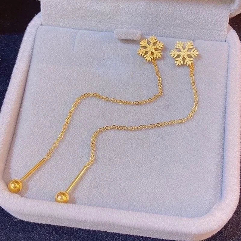 1 Pair Casual Elegant Streetwear Snowflake 304 Stainless Steel 18K Gold Plated Ear Line