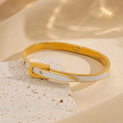 Minimalist Round Titanium Steel 18K Gold Plated Bangle In Bulk Stainless Steel Bracelets