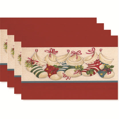 Christmas Nordic Style Christmas Tree Bow Knot Snowflake Linen Cotton And Linen Placemat