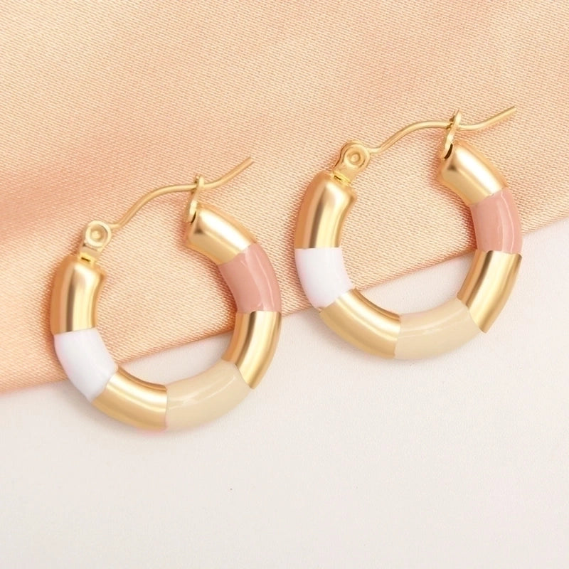 1 Pair IG Style Minimalist Round Plating 304 Stainless Steel Gold Plated Earrings