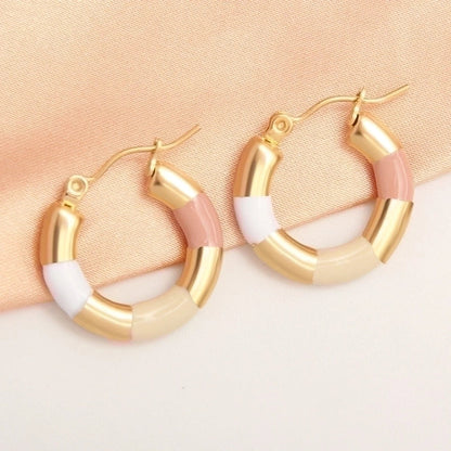 1 Pair IG Style Minimalist Round Plating 304 Stainless Steel Gold Plated Earrings