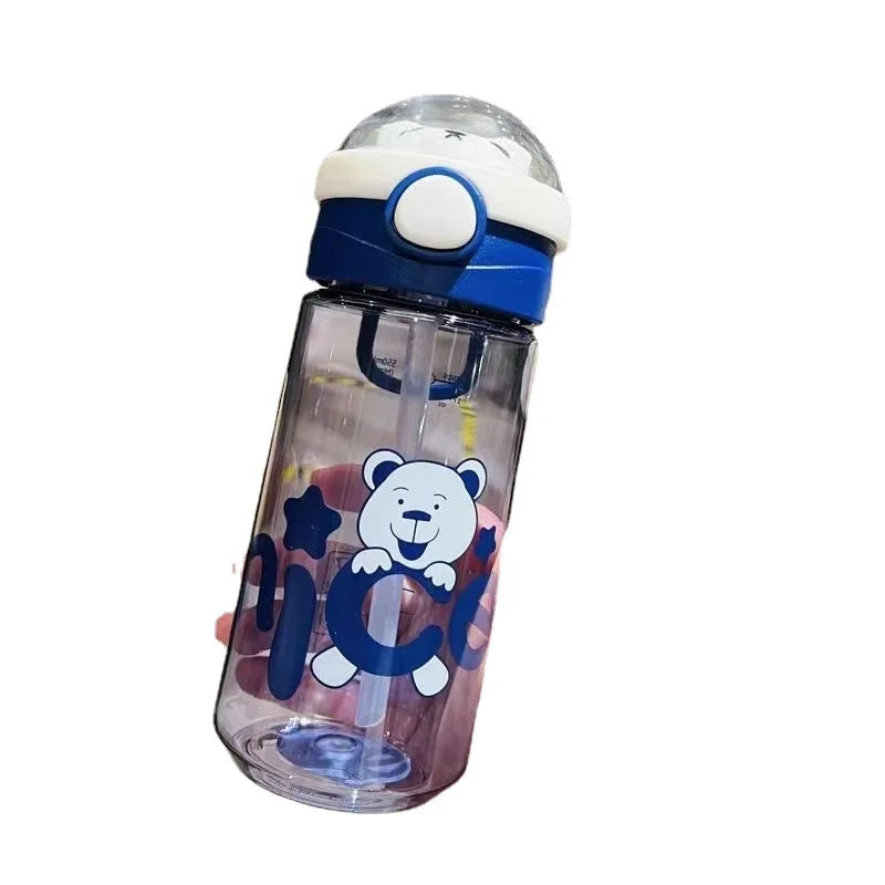 Cartoon Water Cup For Girls And Students Large Capacity Summer Sports Plastic Cup Portable Children's School Special Straw Cup