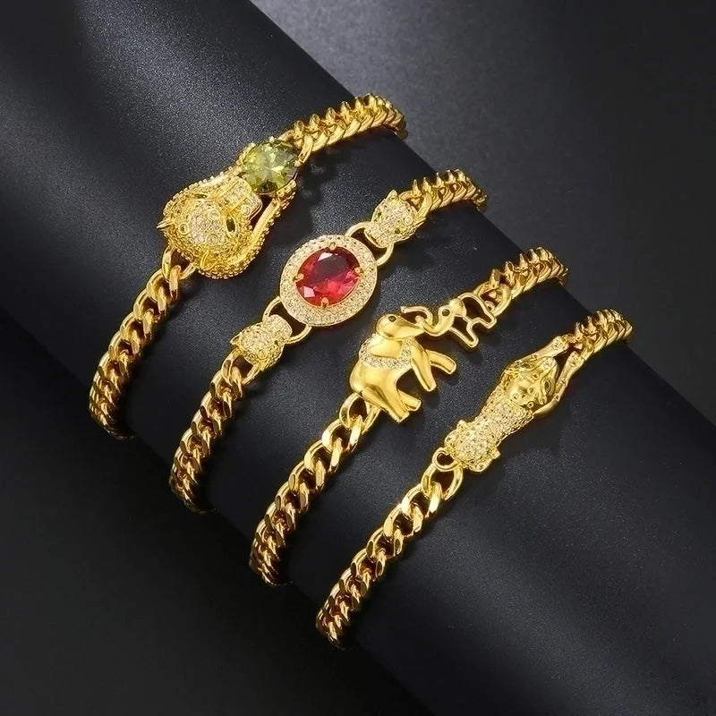 Vintage Style Elephant Copper Plating 18k Gold Plated Bracelets