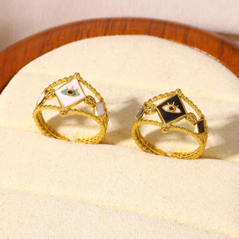 Classical Gothic Funny Devil's Eye 304 Stainless Steel Open Rings