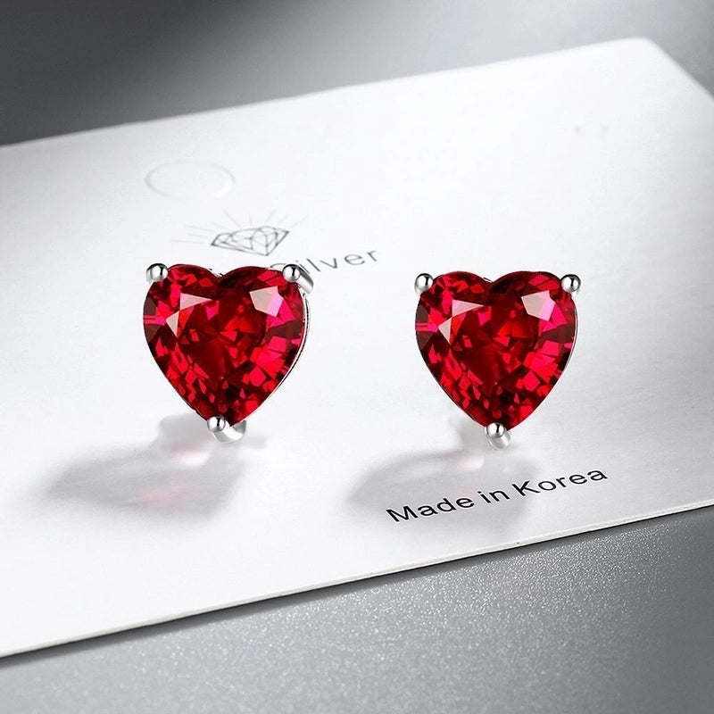 1 Pair IG Style Sweet Heart Shape Inlay Copper Zircon Rose Gold Plated White Gold Plated Ear Studs