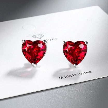 1 Pair IG Style Sweet Heart Shape Inlay Copper Zircon Rose Gold Plated White Gold Plated Ear Studs
