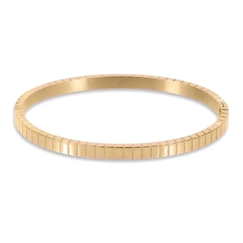 Retro Solid Color Titanium Steel 18k Gold Plated Zircon Bangle