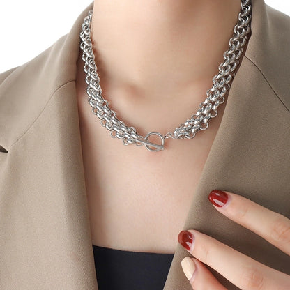 Minimalist Commute Solid Color Titanium Steel 18K Gold Plated Plating Bracelets Necklace