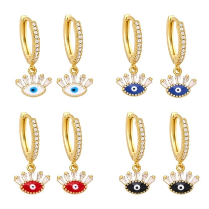 Fashion Evil Eyes Shaped Women's Inlay Zircon Dripping Eardrop Copper