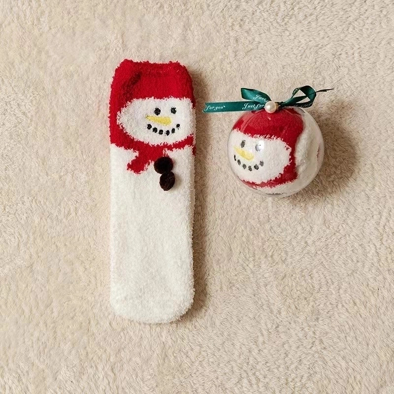Women's Minimalist Christmas Tree Santa Claus Snowman Cotton Jacquard Crew Socks
